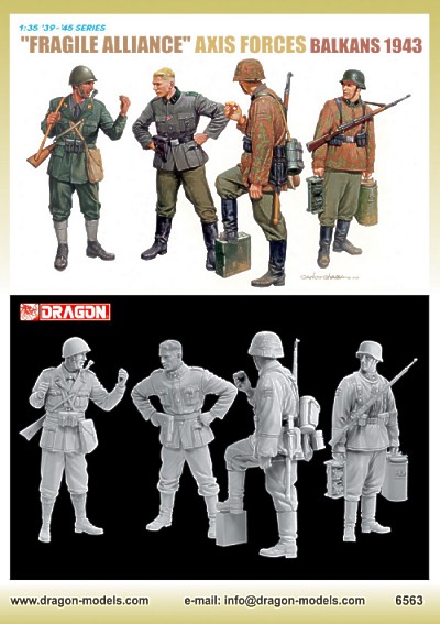 'Fragile Alliance' Axis Forces, Balkans 1943. (3 x German figures, 1 x Italian Figure)