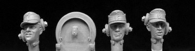 German Army Panzer crew heads 3 heads 3 earphone straps (similar to HGH23)