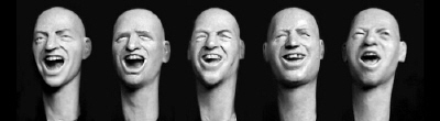 5 bald heads with triumphant, exulting faces