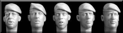 5 Heads Wearing Berets pulled left Modern French, Spanish