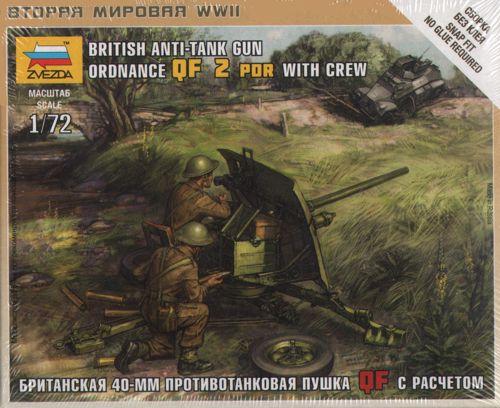British Anti-Tank Gun QF 2-Pdr with 2 Crew figures