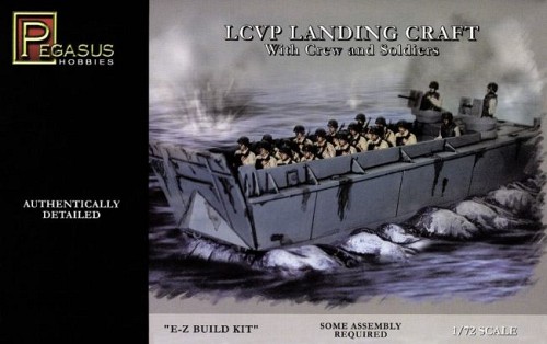 LCVP Landing Craft with 12 figures and sea Base