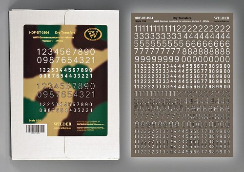 WWII German numbers for vehicles. Variant 1 (White)
