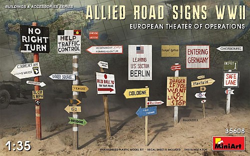 Allied Road Signs WWII. European Theatre of Operations