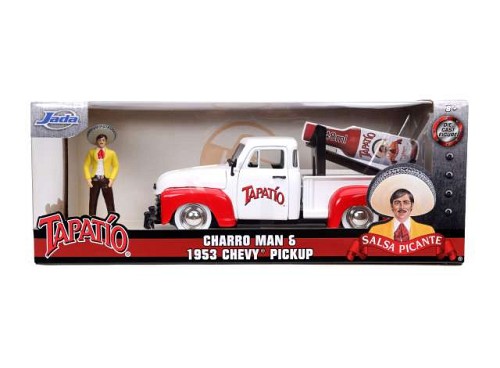 1953 Chevrolet Pick Up With Tapatio Charro Man Figure, white/red