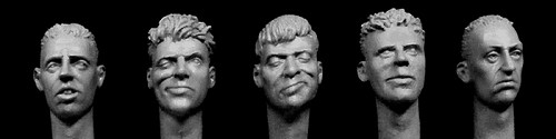 5 Caucasian heads, various expressions