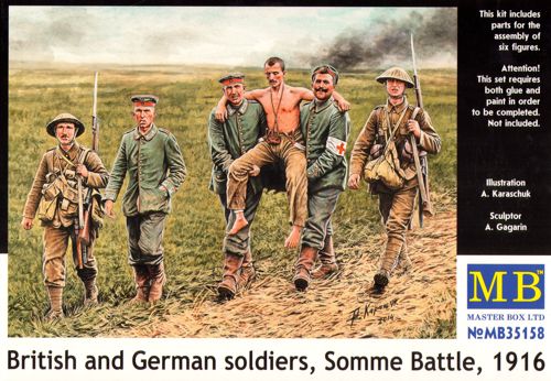 British and German soldiers, (WWI)Somme Battle, 1916