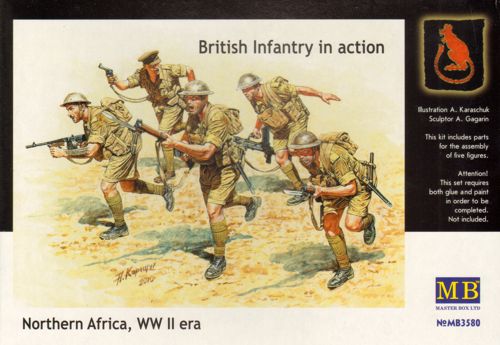 British Infantry in action, Northern Africa, WW II era