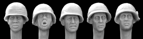 5 US Heads with camouflage covers Vietnam War